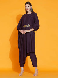 Thumbnail for Women Republic Purple Fusion Style Kurta With Hand Embellishment And Pants - Distacart