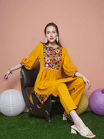 Thumbnail for Women Republic Mustard Cotton Kurta Set - Distacart