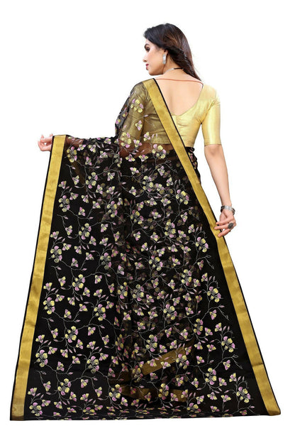 Vamika Black Printed Chiffon Saree (UJALA BLACK) - Distacart