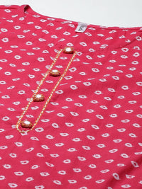 Thumbnail for Yufta Women Pink And White Printed Kurta with Trouser & With Dupatta