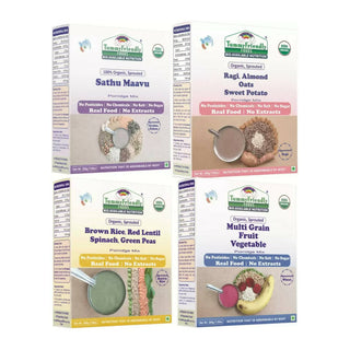 TummyFriendly Foods Organic Certified Stage3 Sprouted Porridge Mixes Combo- Brown Rice, Multi-Grain, Sprouted Ragi, and Sathu Maavu - Distacart
