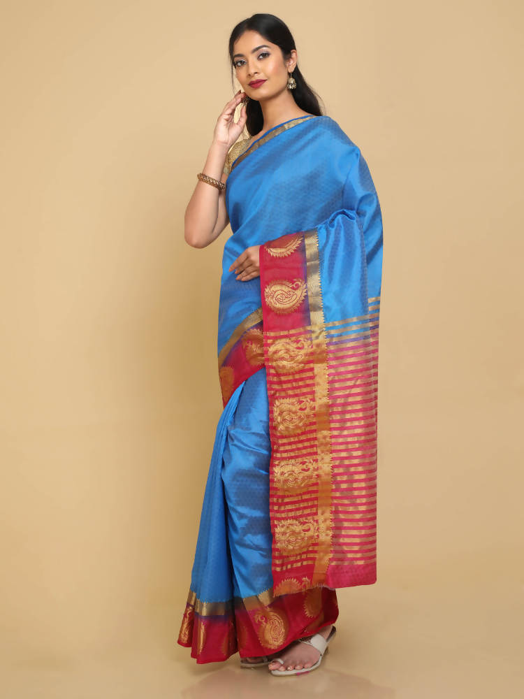 Kalamandir Woven Design Dark Blue Pashmina Saree