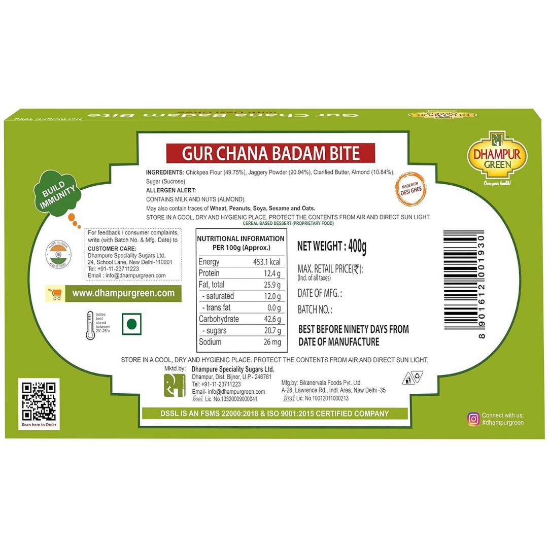 Dhampur Green Gur Chana Badam Bite - Distacart
