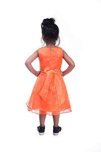Thumbnail for Asmaani Baby Girl's Orange Satin Knee Length Frock (AS-DRESS_22144) - Distacart
