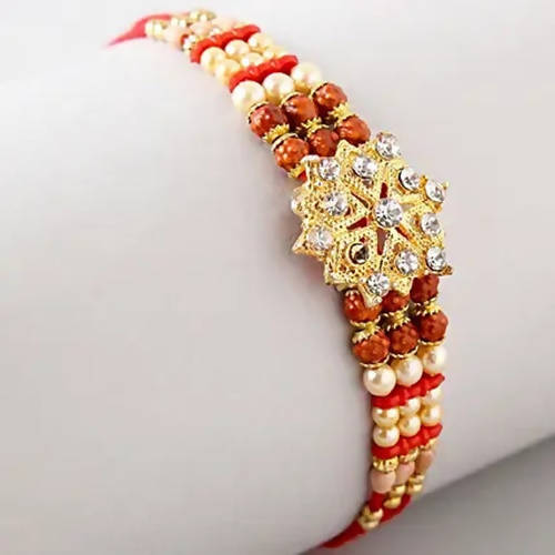 Pretty Rudraksha Rakhi And Kaju Katli Box - Distacart