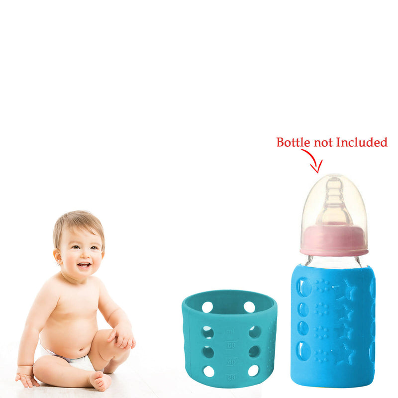 Safe-O-Kid Silicone Baby Feeding Bottle Cover Cum Sleeve for Insulated Protection 60mL- Blue - Distacart