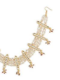 Thumbnail for White Gold-Plated Kundan-Studded Beaded Matha Patti - Ruby Raang - Distacart