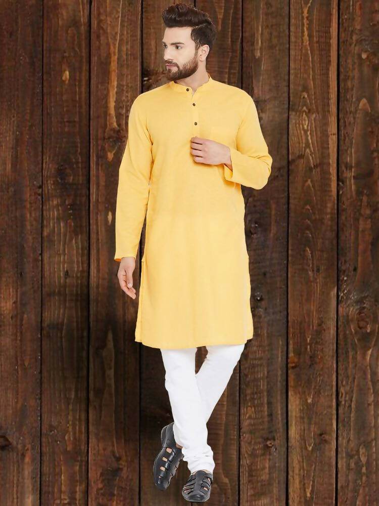 Even Apparels Pure Cotton Yellow Kurta - Yellow - Distacart