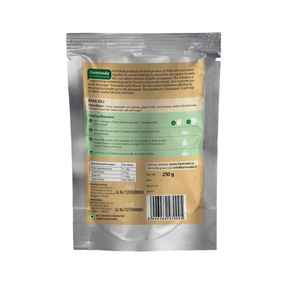 Farmveda Instant Mix- Rava Idli - Distacart
