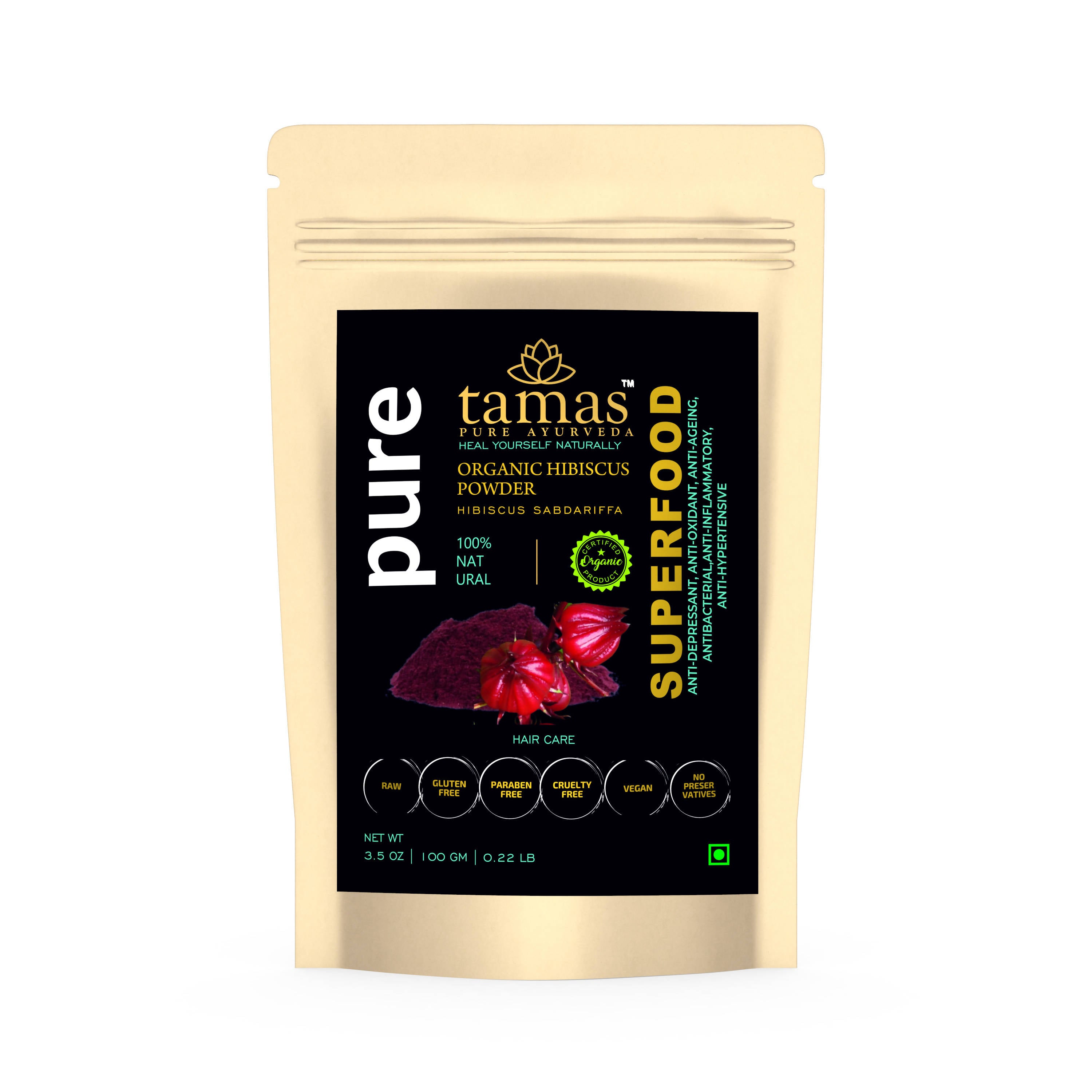Tamas Pure Ayurveda Superfood Organic Hibiscus Powder - Distacart