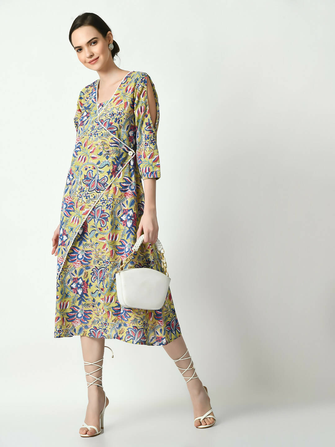 Myshka Women's Multi Floral Printed A-Line Dress - Distacart