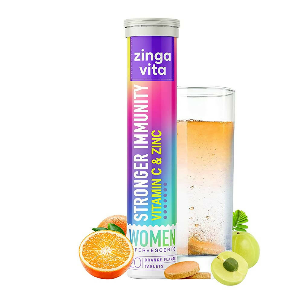 Zingavita Stronger Immunity Effervescent Tablets for Women (Orange Flavor) Sugar Free - Distacart