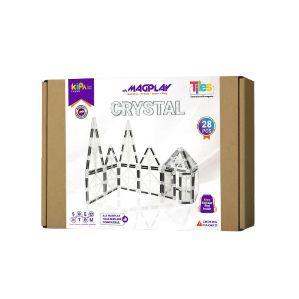 Kipa MagPlay Crystal 28 Pieces Magnetic Tiles, Set, Constructing and Creative STEM Toy with Smart Outdoor BagPack for Game for Boys Girls - Distacart