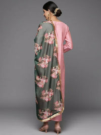 Thumbnail for Varanga Women Pink Yoke Design Dupion Silk Kurta with Trousers & With Dupatta - Distacart