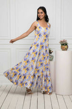Thumbnail for Myshka Women Multi-Floral Rayon A-Line Round Neck Dress - Distacart
