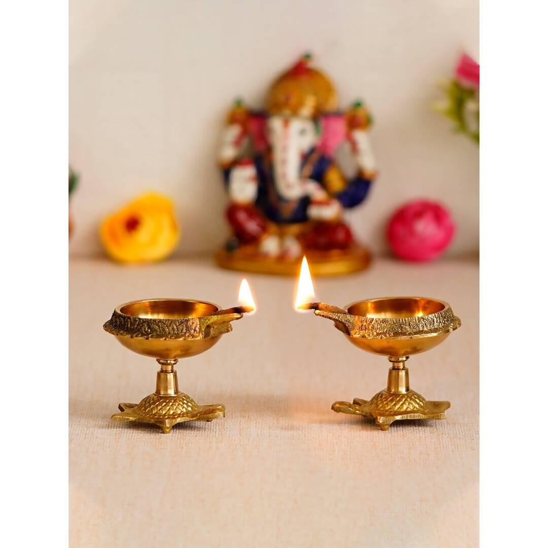 eCraftIndia Set of 2 Diya with Tortoise Base - Distacart