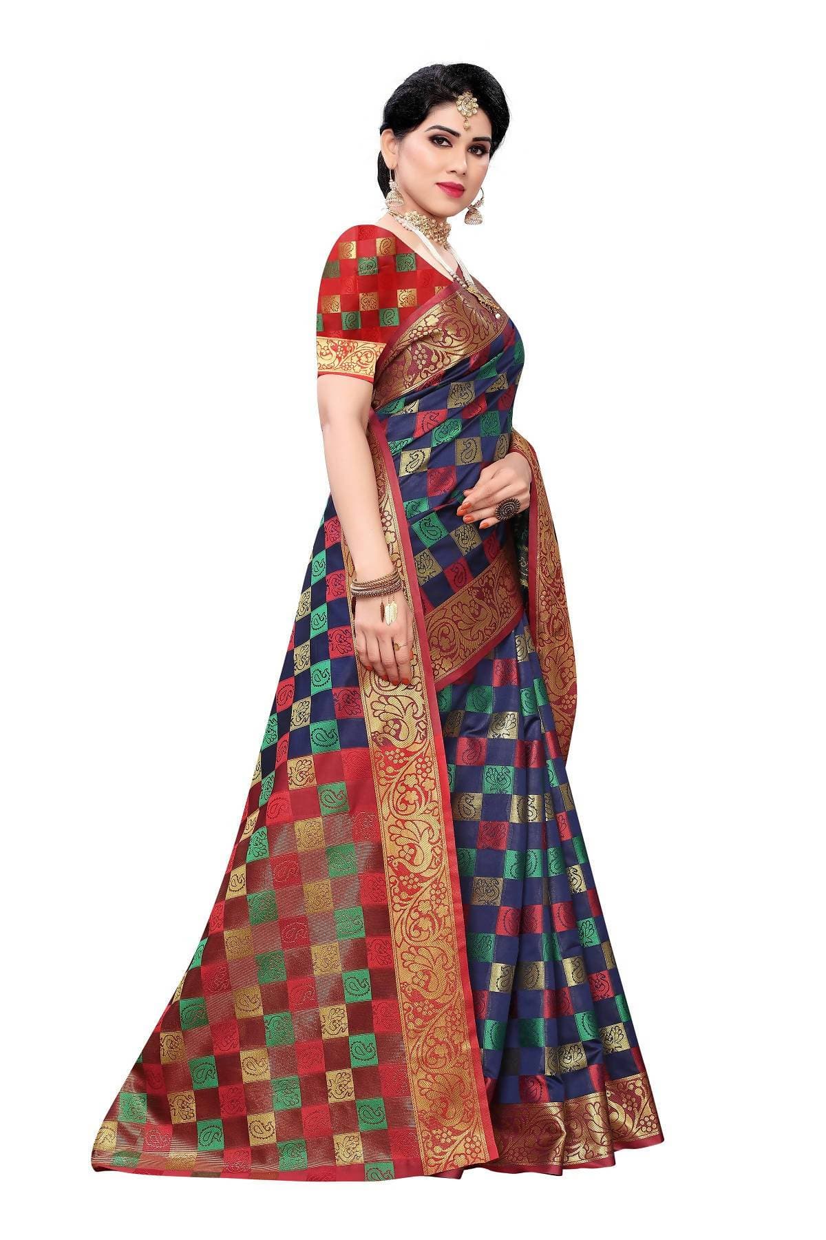 Vamika Banarasi Jaquard Navy Blue Designer Weaving Saree