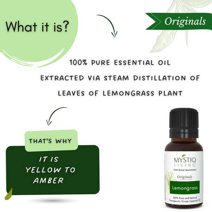 Mystiq Living Originals Lemongrass Essential Oil - Distacart