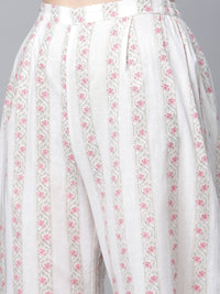 Thumbnail for Ahalyaa Women's Off White Pure Cotton Printed Kurta Palazzo Set