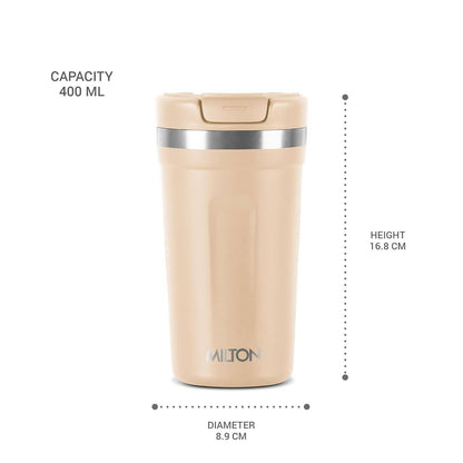Milton Corral Thermosteel Insulated Coffee Mug Tumbler - 400ml (Cream) - Distacart