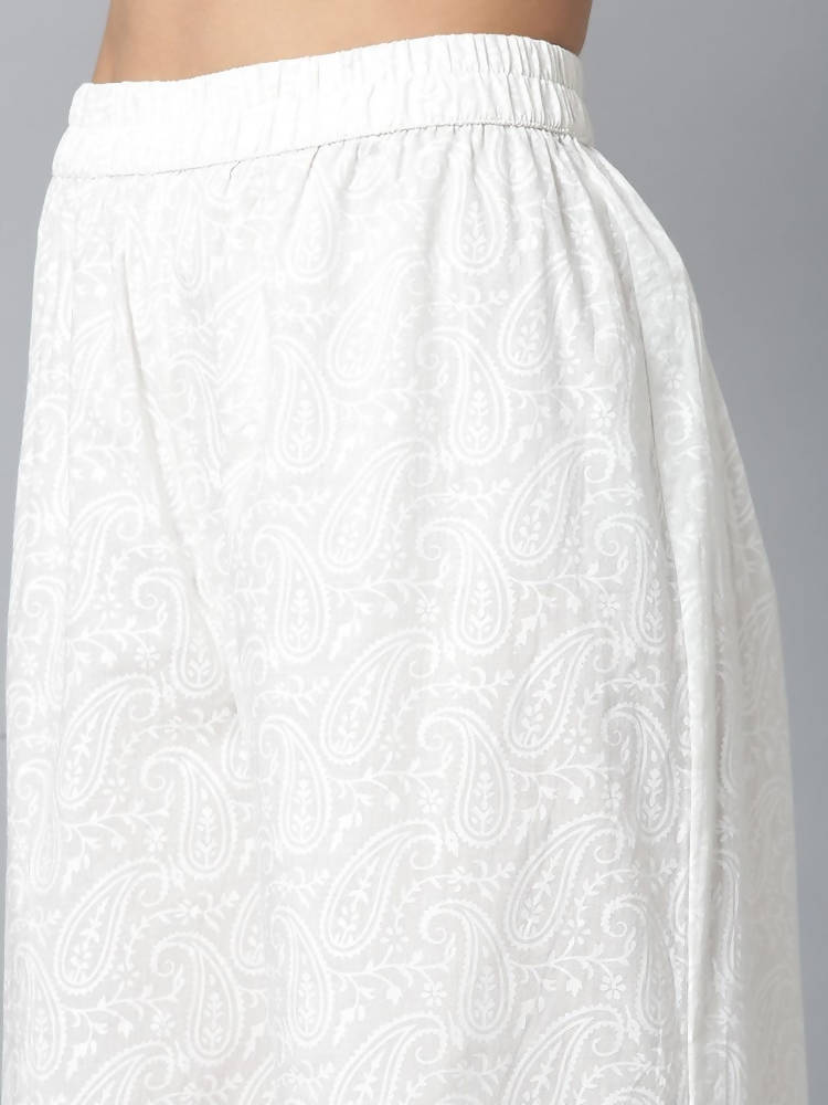 Yufta Women Blue & White Yoke Design Kurta with Palazzo & Dupatta