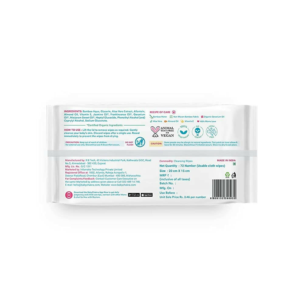 BabyChakra 99% Bamboo Water Soft Wipes - Distacart