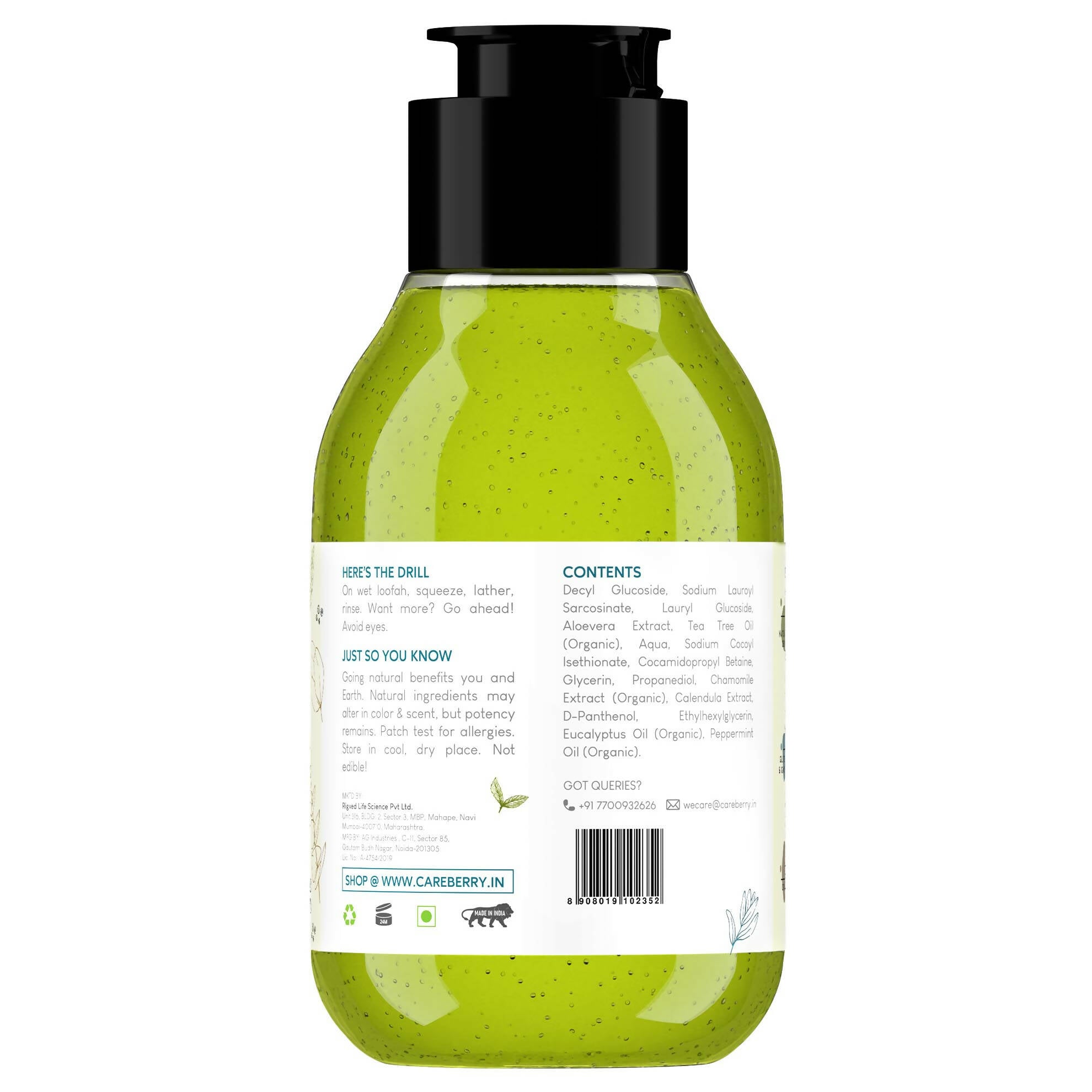 Careberry Tea Tree & Eucalyptus Oil Shower Gel - Distacart