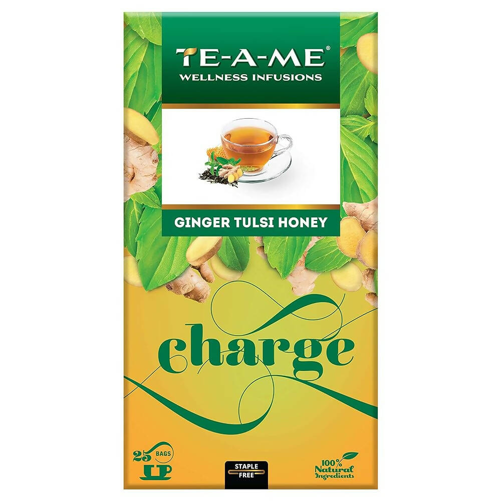 TE-A-ME Charge Ginger Tulsi Honey Herbal Infusion Tea Bags - Distacart