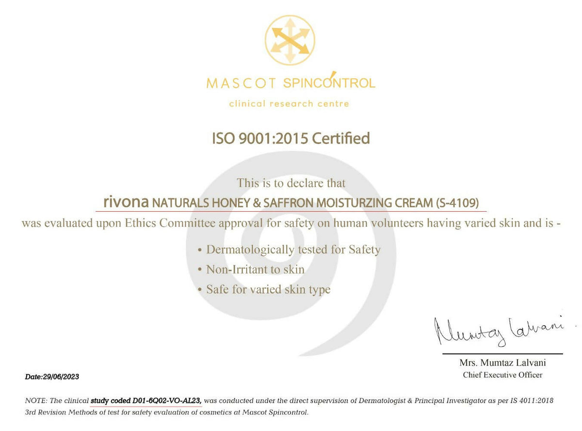 Rivona Naturals Honey & Saffron Cream - Distacart