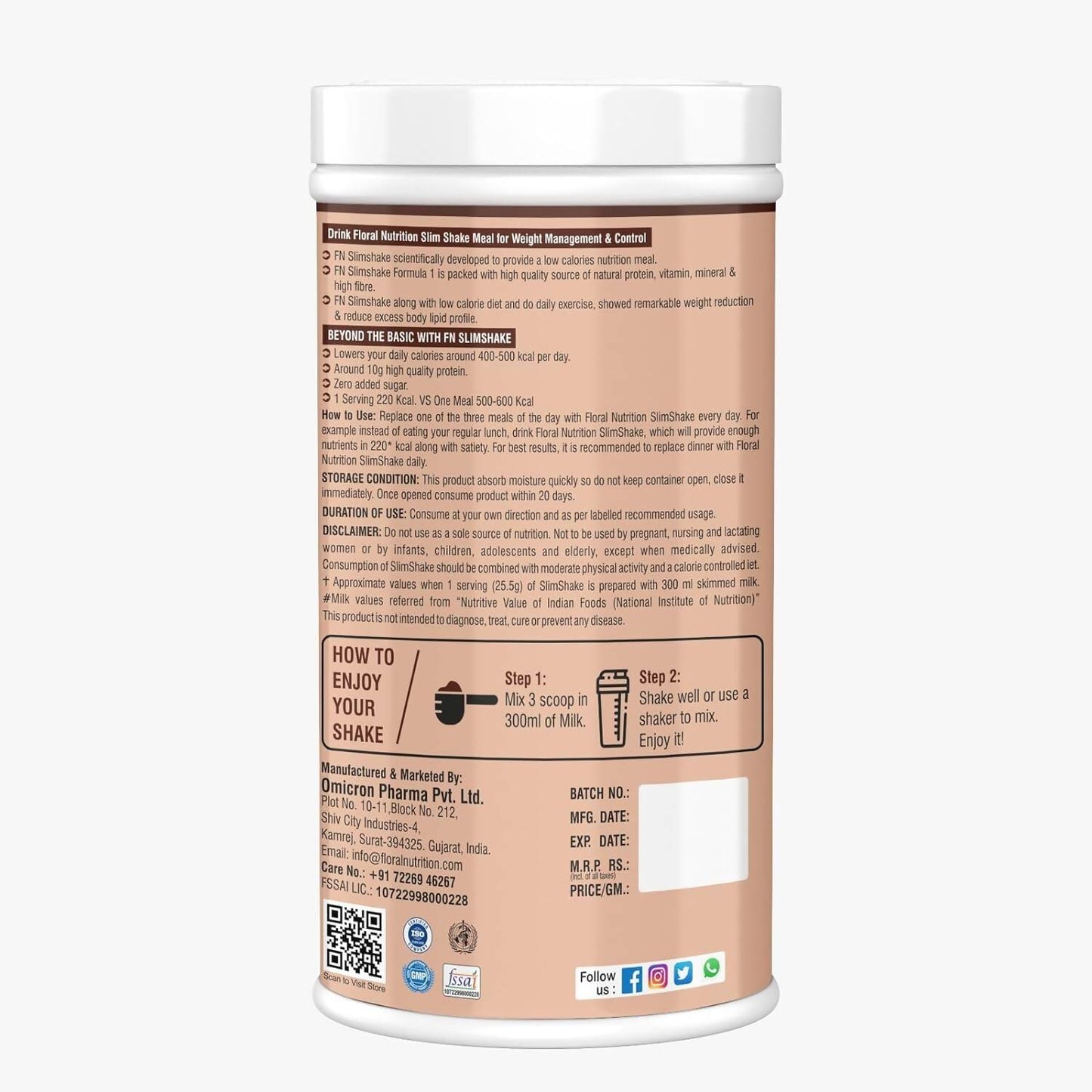 Floral Nutrition Slim Shake Belgium Chocolate Flavor - Distacart