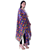 Thumbnail for SWI Stylish Women's Embroidered Phulkari Chiffon Royal Blue Dupatta