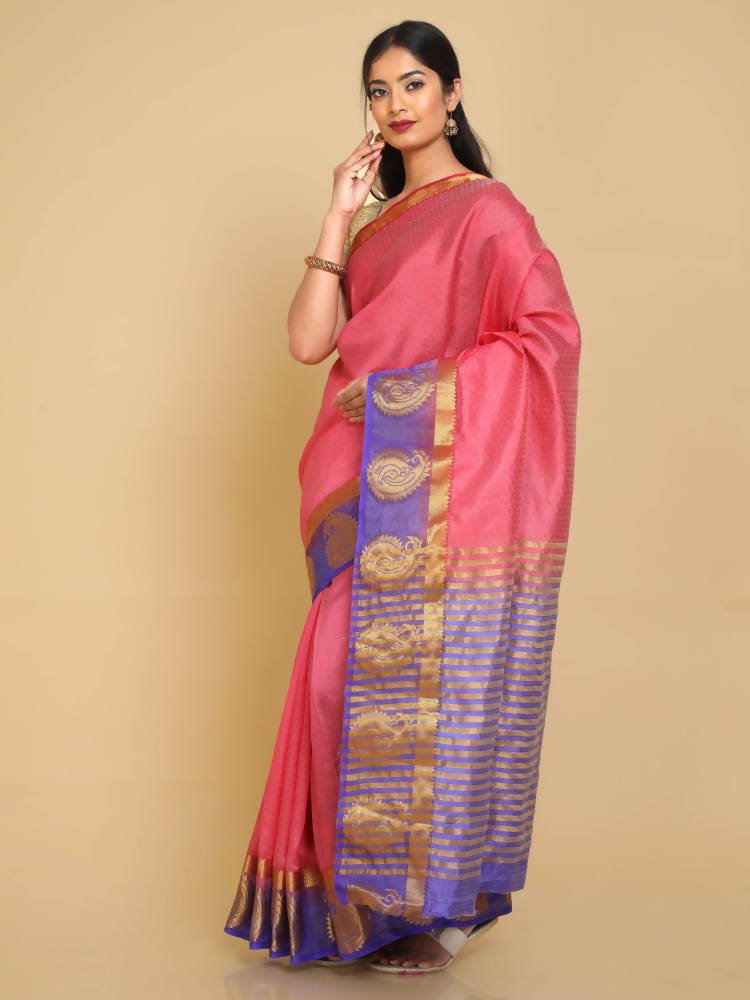 Kalamandir Woven Design Pink Pashmina Saree