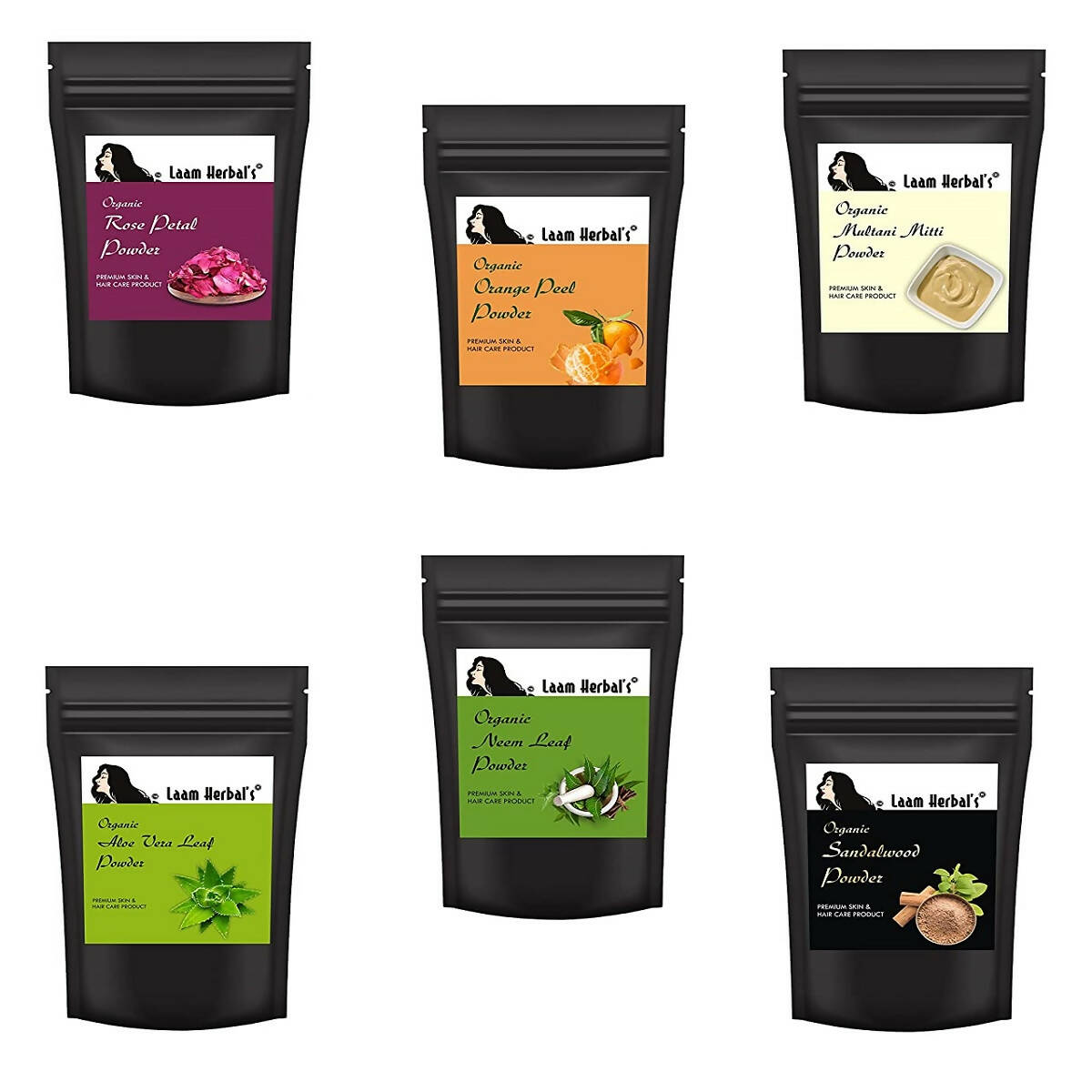 Laam Herbal's Rose Petal, Orange Peel, Multani Mitti, Aloe Vera, Neem Leaf, Sandalwood Powder - Distacart