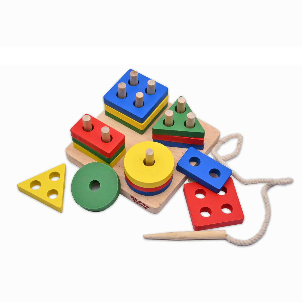 Nesta Toys Shape Sorter | Stacker | Lacing Toy - Multicolor - Distacart