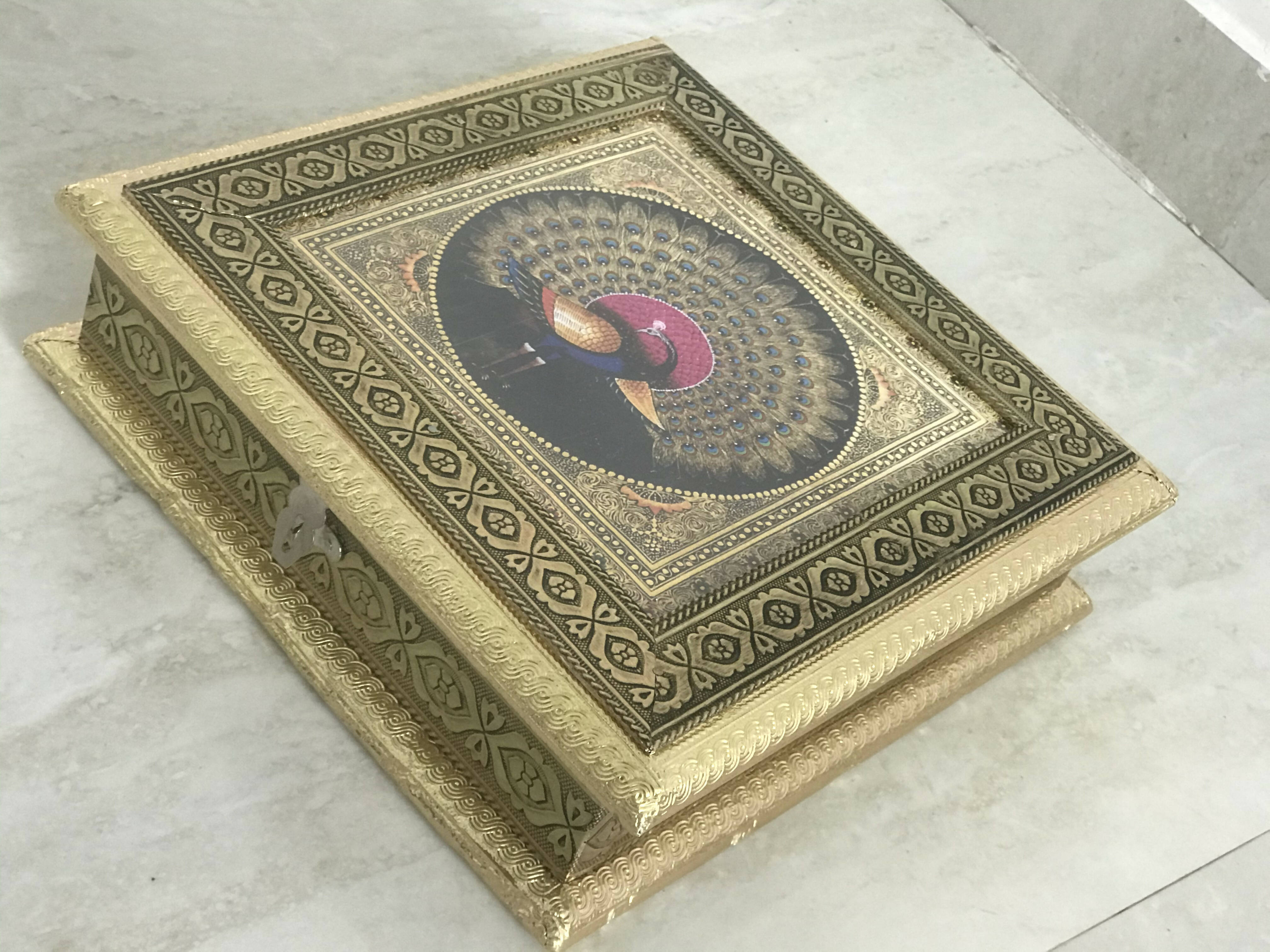 SK Mithaii | Assorted Peacock Design Dry Fruit Box | Almonds | Apricots | Figs | Black Resins - Distacart