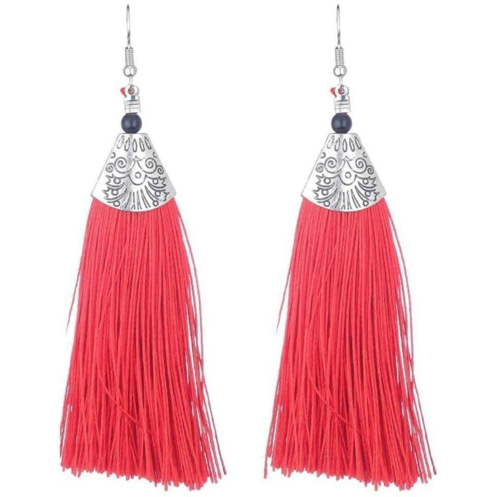Red Fringe Earrings