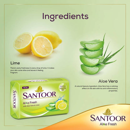 Santoor Aloe Fresh Soap With Aloe Vera And Lime