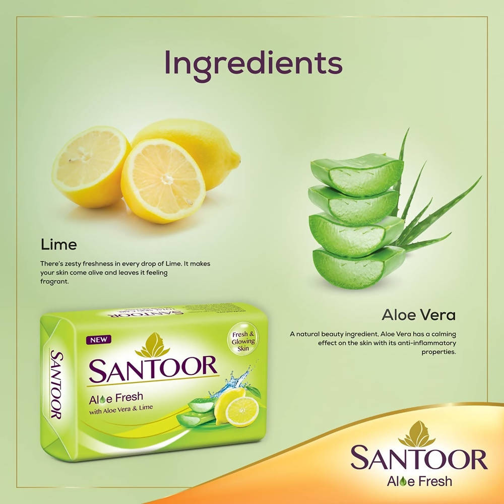 Santoor Aloe Fresh Soap With Aloe Vera And Lime