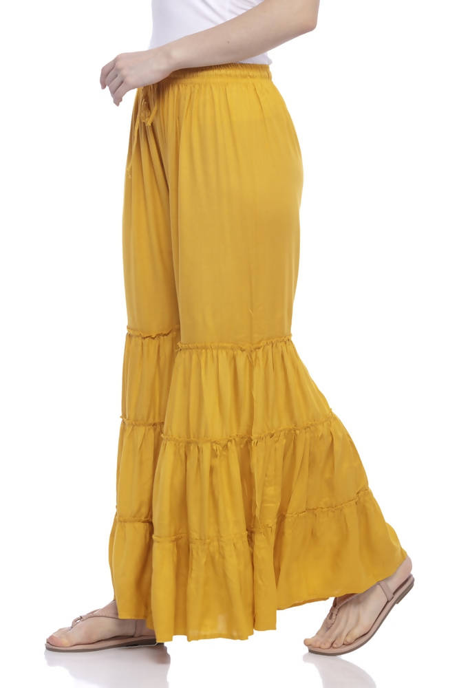 Mominos Fashion Reyon Cotton Mustard Palazzo - Distacart