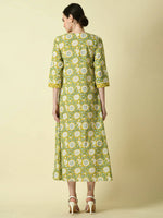 Thumbnail for Myshka Women's Yellow Floral Printed Gown Dress - Distacart