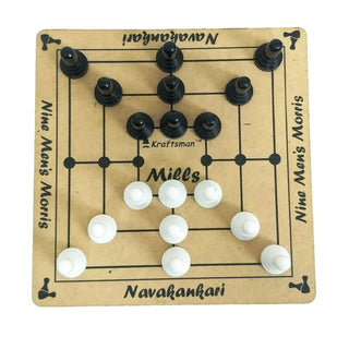 Kraftsman Nine Men's Morris | Navakankari | Daadi | Mills Travel Board Game - Distacart