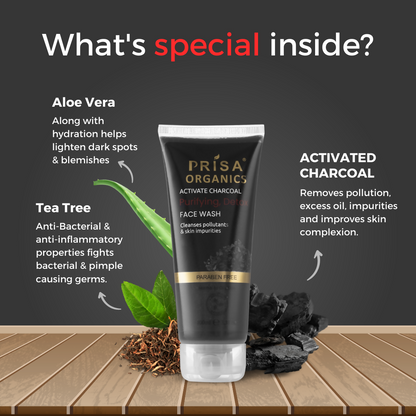 Prisa Organics Activated Charcoal Purifying Face Wash - Distacart