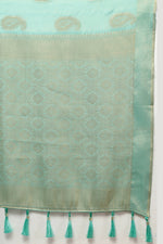 Thumbnail for Lorenvalley Fashion Skyblue Cotton Woven Design with Zari Weaving Design Saree - Distacart