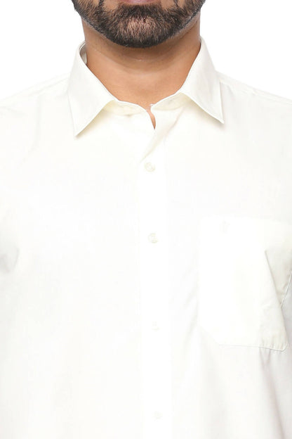 Ramraj Cotton Mens Poly Cotton Cream Colour Half Sleeve Shirt - Distacart