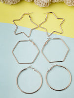 Thumbnail for NVR Women Gold-Toned Geometric Hoop Earrings - Distacart
