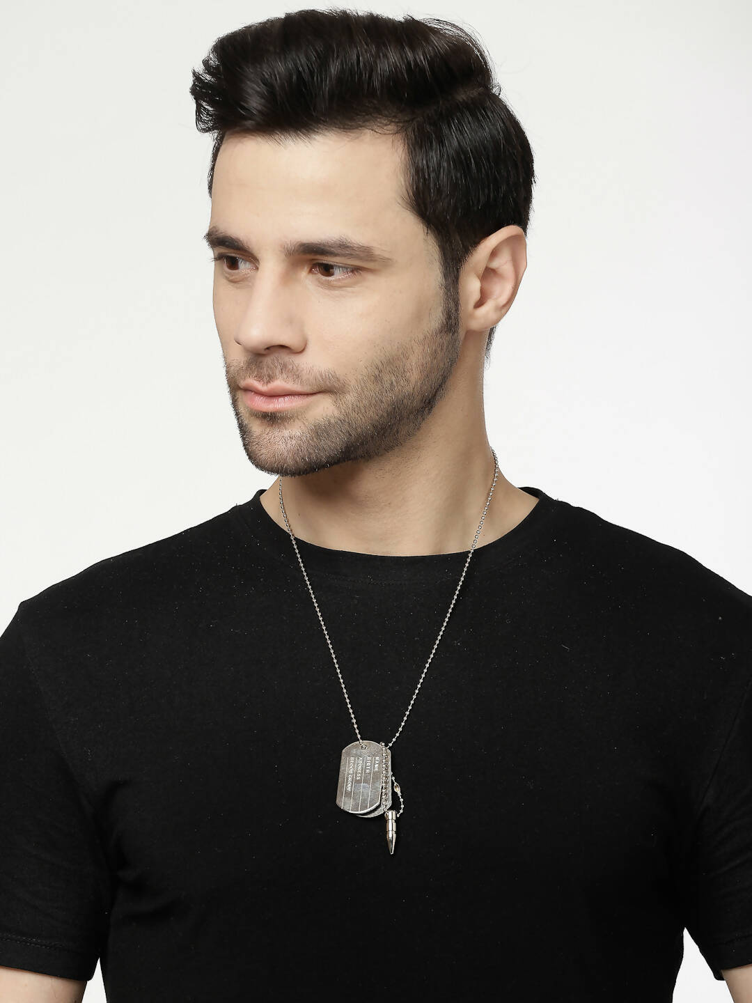 NVR Men Silver Plated Milletry Style Pendent With Chain - Distacart