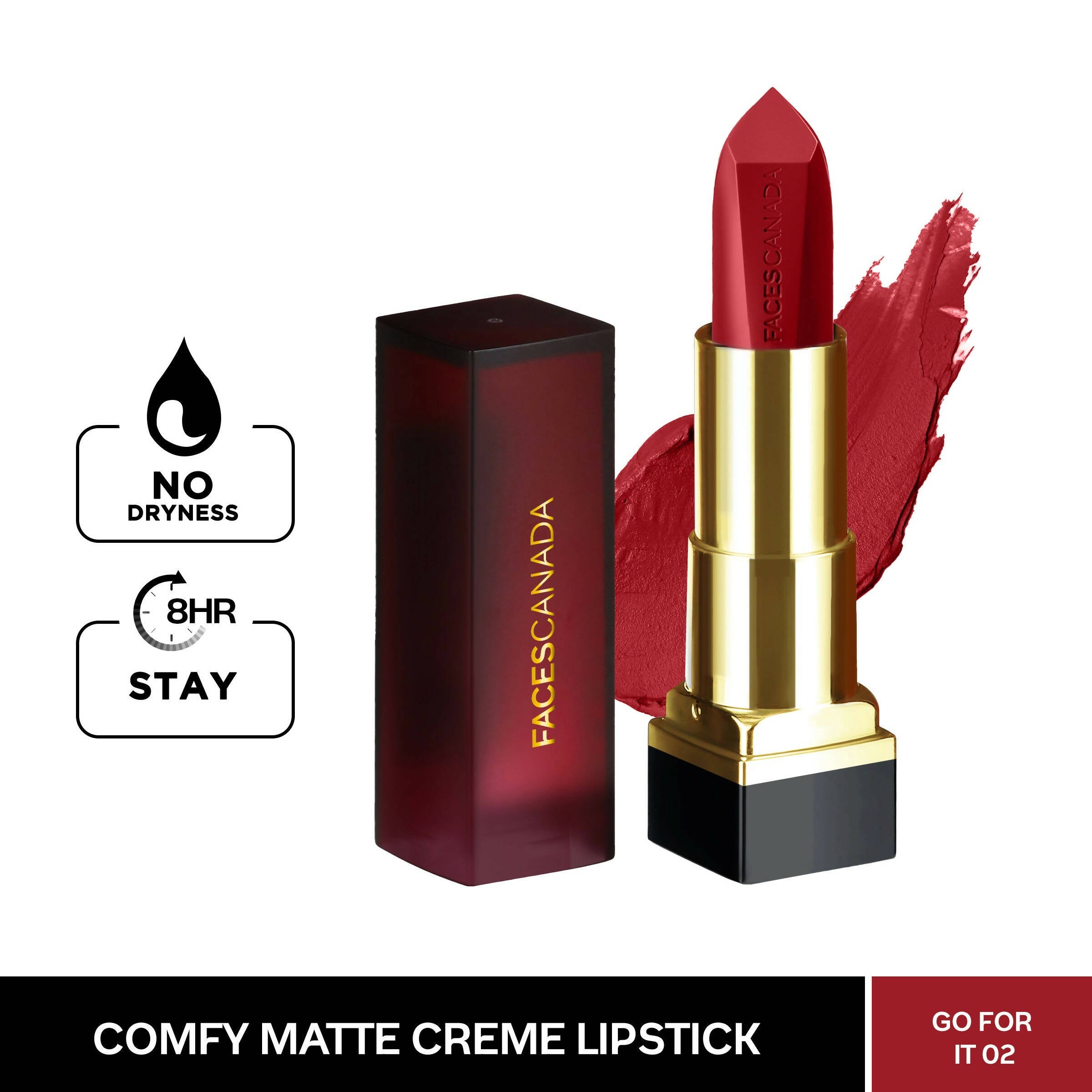 Faces Canada Comfy Matte Creme Lipstick - Go For It 02 - Distacart