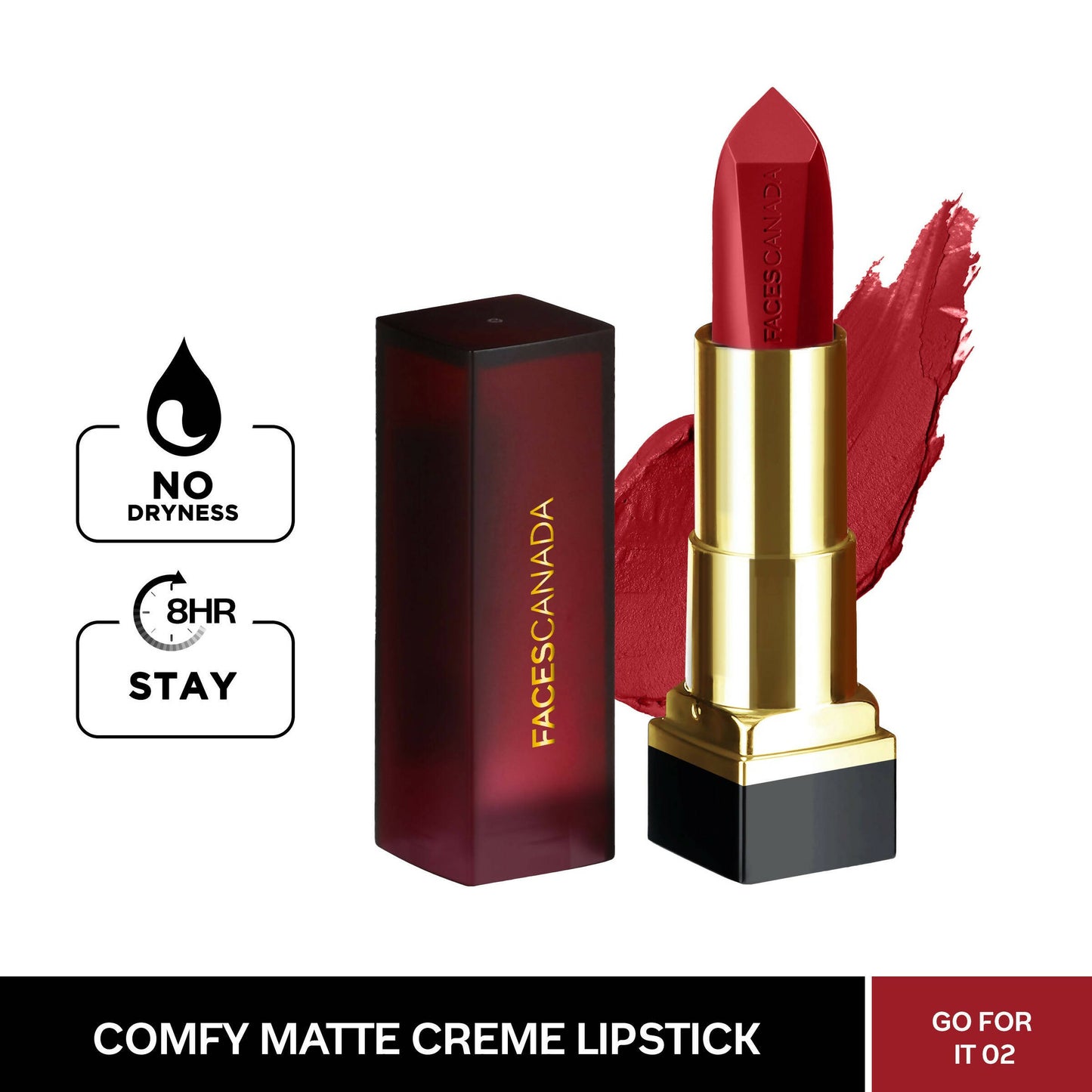 Faces Canada Comfy Matte Creme Lipstick - Go For It 02 - Distacart