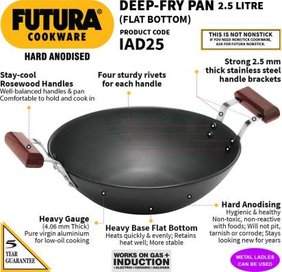Hawkins Futura Hard Anodised Deep Fry Pan Kadhai 2.5 L (IAD25) - Distacart