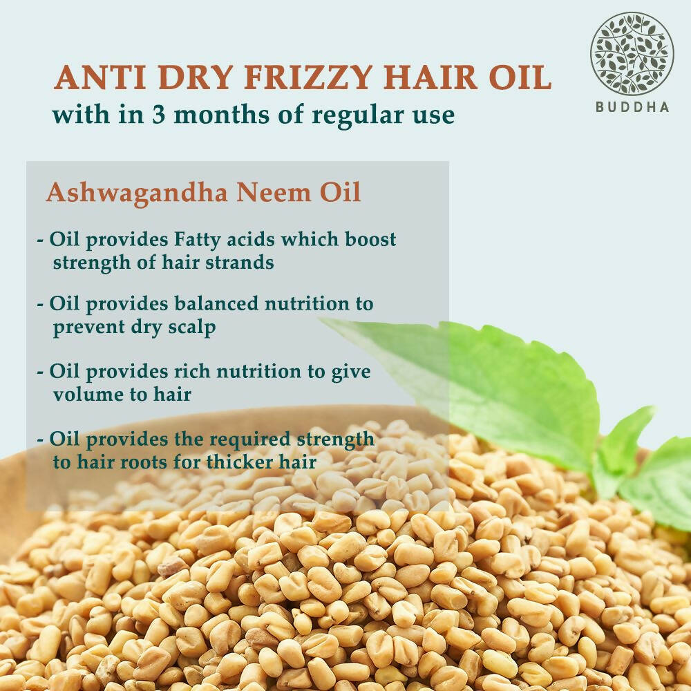 Buddha Natural Anti Dry Frizzy Hair Oil - For Instant Shine, Smoothness & Soft Hair - Distacart